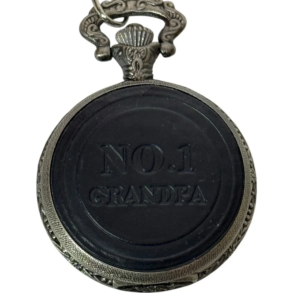 Advance Antique Silver Tone No.1 Grandpa Pocket Watch‎ With Chain